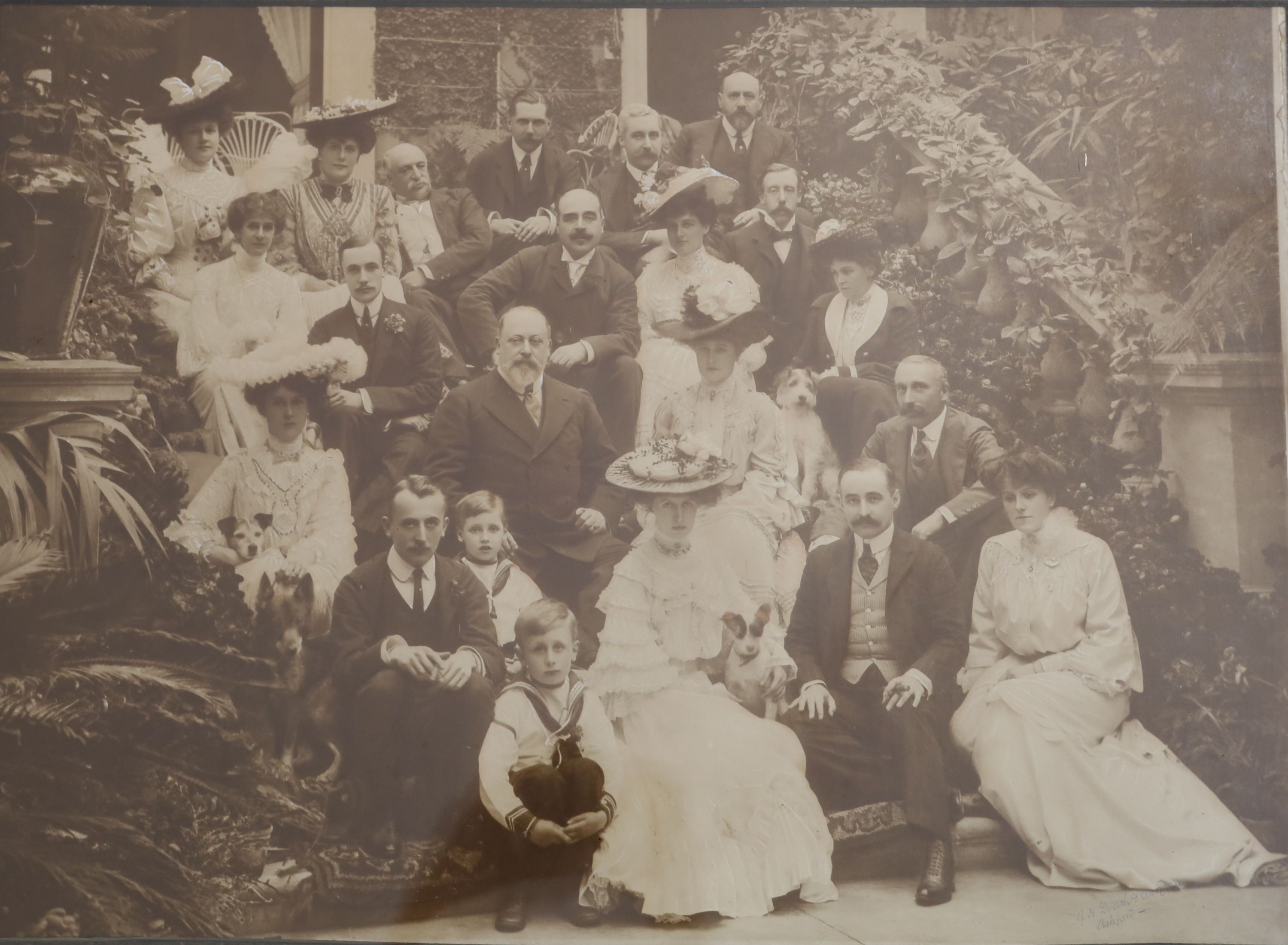 A black and white photograph of King Edward VII at a house party at Eastwell House, July 2nd 1904, by A.H. Death and Garden, Ashford,